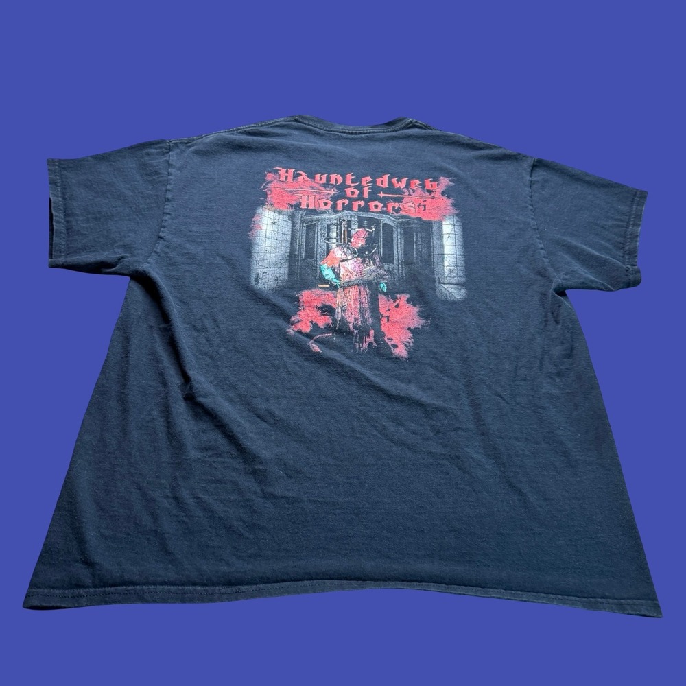 Hauntedweb of Horrors T Shirt XL Black Horror Haunted House Graphic 2 Sided